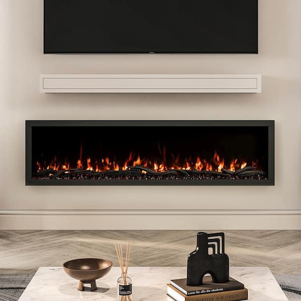 Modern Ember Highmark 72 in. Wall-Mounted Electric Fireplace with Multi-Color Flames, Remote, 5000 BTU, Wi-Fi