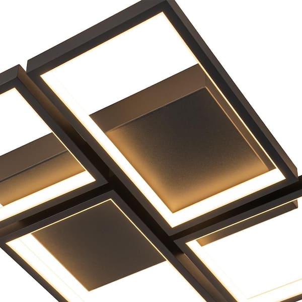 Y'INSP 24.21 in. 47-Watt Modern Black Integrated LED Flush Mount