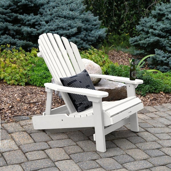 Highwood King Hamilton White Folding and Reclining Recycled Plastic Adirondack Chair