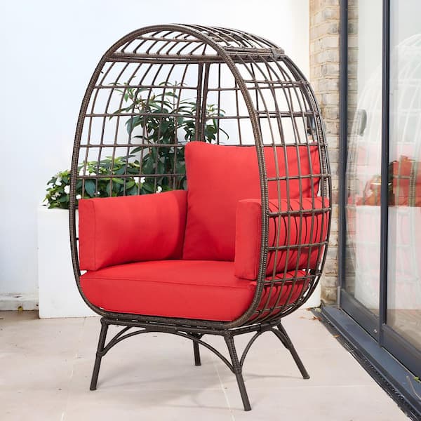 Isse Koordinere Bør JOYSIDE Patio Wicker Indoor/Outdoor Egg Lounge Chair with Red Cushions  JS-PDC-M03C-RED - The Home Depot