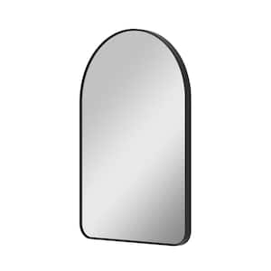 BELLA 24 in. W x 36 in H Arch Anodized Aluminum Framed Bathroom Vanity Mirror in Matte Black