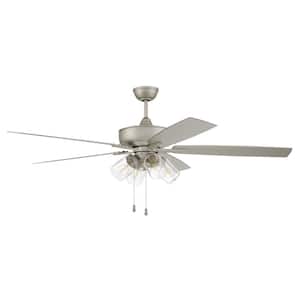 Outdoor Super Pro-104 60 in. Indoor/Outdoor Dual Mount Painted Nickel Ceiling Fan with 4-Light LED Light Kit
