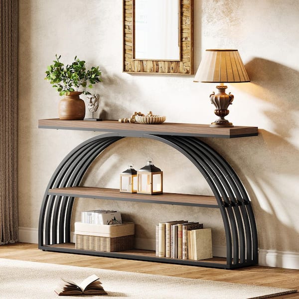 TRIBESIGNS WAY TO ORIGIN 63 in. Rustic Brown Rectangle Engineered Wood ...