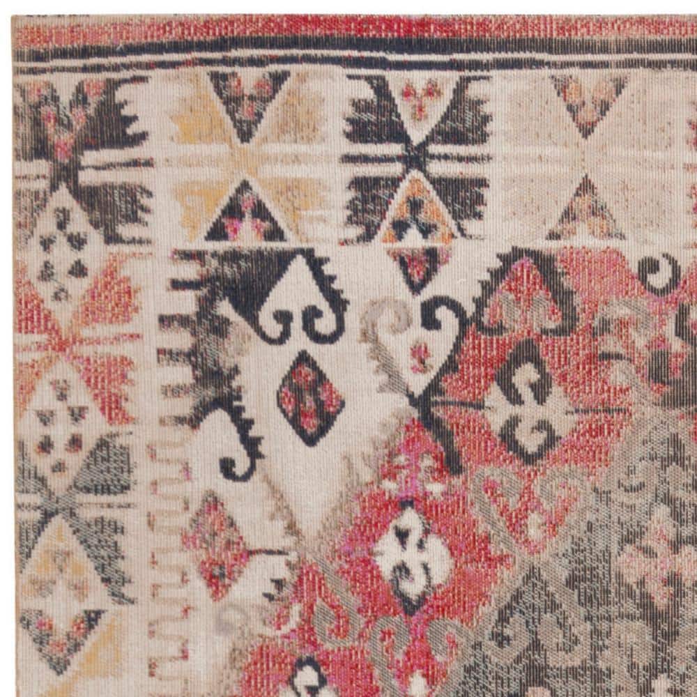 Rust and Multicolor Geometric 8' x 10' Synthetic Area Rug