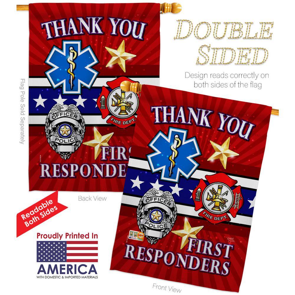 First Responders Multicolor Rectangular Garden Flag