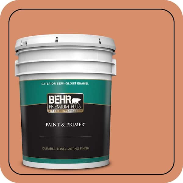 BEHR PREMIUM PLUS 5 gal. #MQ4-38 Balcony Sunset Semi-Gloss Enamel Exterior Paint & Primer