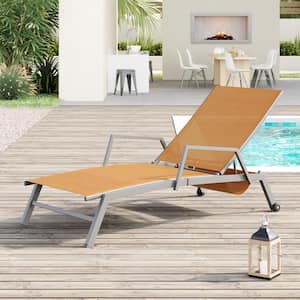 Sorrento Orange 1-piece Sling Fabric Adjustable Outdoor Chaise Lounge with Arms