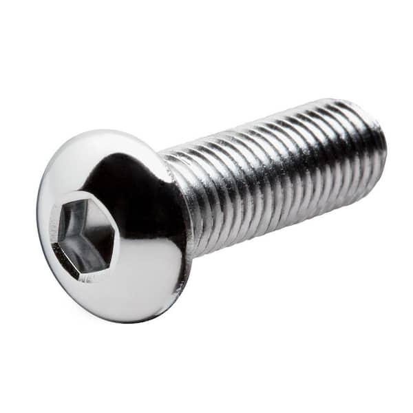 1/4 in.-20 tpi x 1 in. Chrome Button Head Socket Cap Screw (2-Pack)