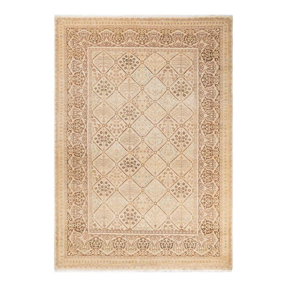 Chloe & Olivia Home 6 ft. x 9 ft. Ivory Mogul Oriental Wool Indoor Area ...