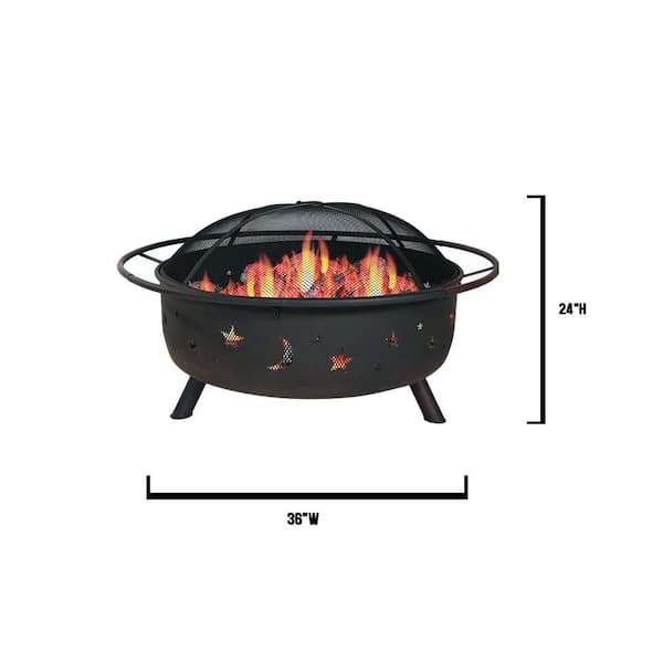 Coal Burning Black Fire Pit, 24 Inch Round Fire Pit Screen