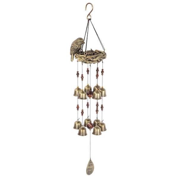 Bird Nest Wind Chime with 12 Wind Bells for Glory Mother's Love Gift, Garden Backyard Church Hanging Decor, Bronze