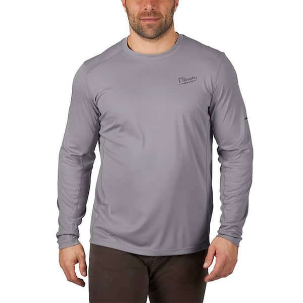 Milwaukee Gen II Men's Work Skin 2XL Gray Light Weight Performance Long-Sleeve T-Shirt