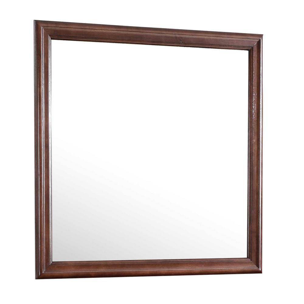 Classic Square Wood Framed Dresser Mirror in Rich Cappuccino