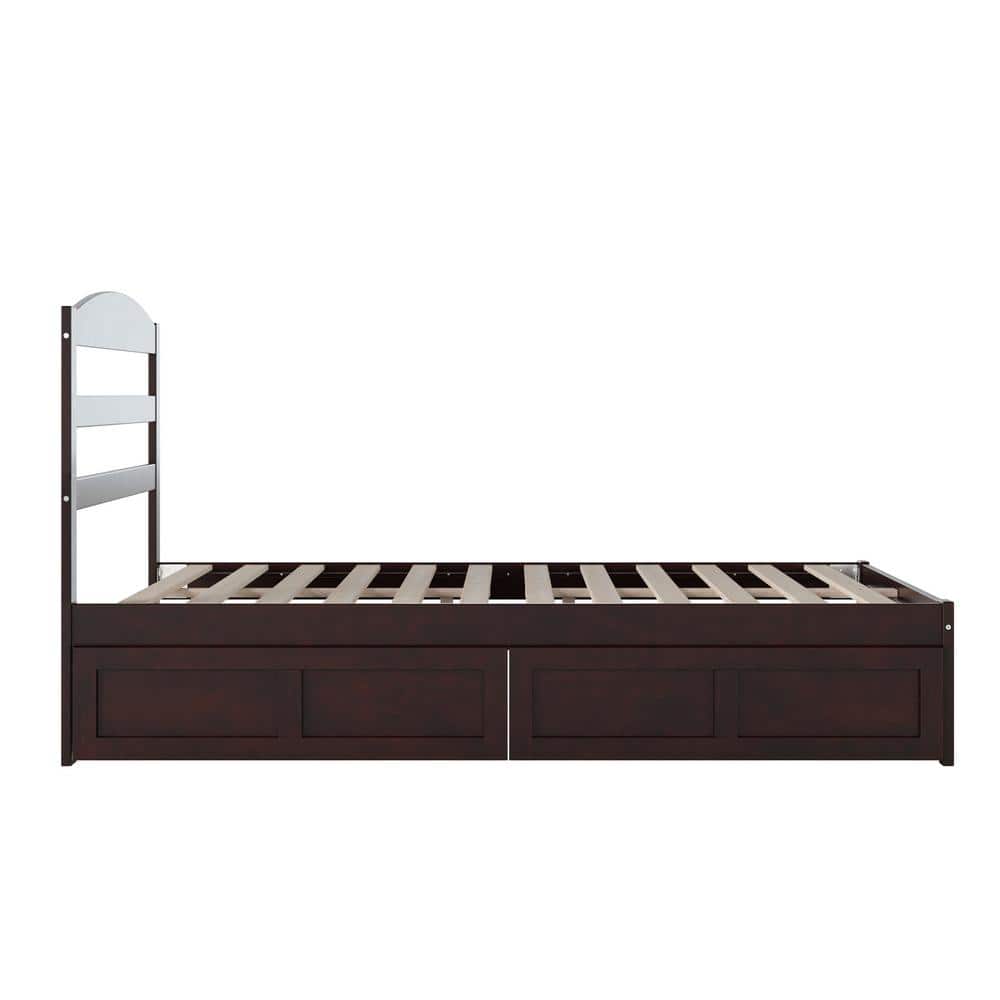 Espresso Full Double Wood Platform Bed with Storage Drawers