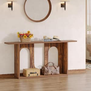 Turrella 70.8 in. Rustic Brown Console Tables, Rectangle Wood Console Table with Wood Frame for Living Room