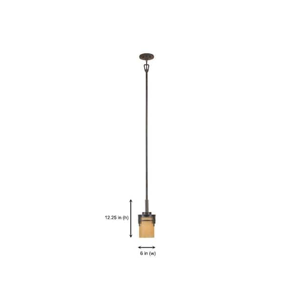 Designers Fountain - Mission Ridge 60-Watt 1-Light Warm mahogany Mission Pendant Light with Goldenrod Glass Shade and No Bulbs Included