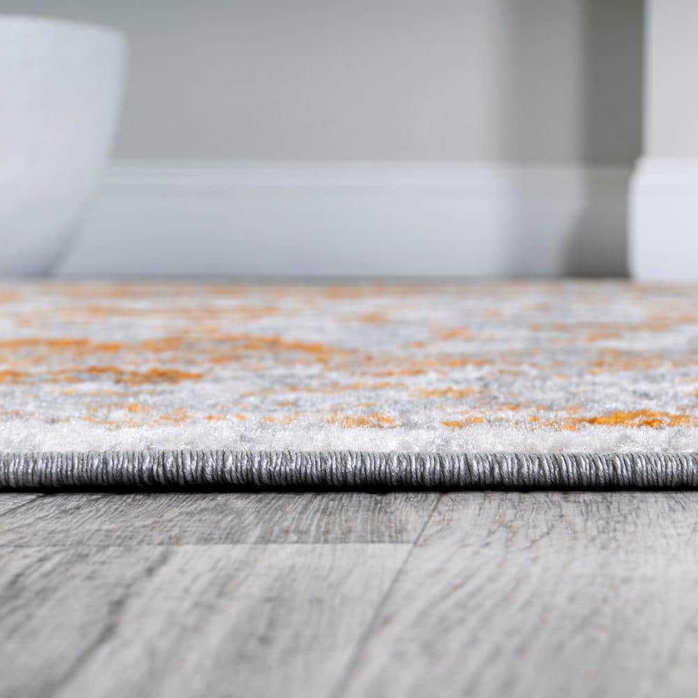 Indhira Orange and Cream Medallion 9' x 12' Synthetic Area Rug