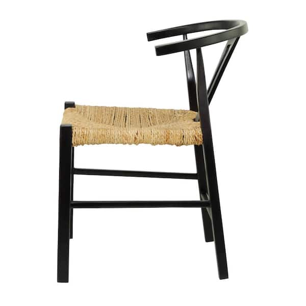 Black chair 2024 with rattan seat