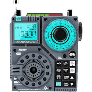 Portable Shortwave Radio 5-Watt Bass Sound AIR/AM/FM/VHF/SW/WB Worldband Radio w/Bluetooth App Control & 2000mAh Battery