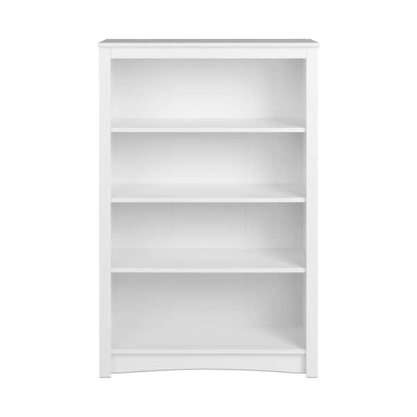 Prepac Home Office 31.5 in. in Wide White 4-Shelf Standard Bookcase