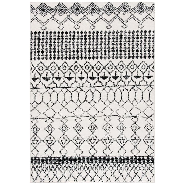 SAFAVIEH Tulum Ivory/Black 5 ft. x 8 ft. Moroccan Area Rug