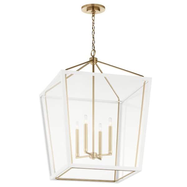 chama2 KICHLER Delvin 31.75 in. 4-Light Champagne Bronze and White