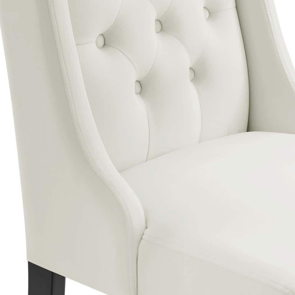 Elegance White Velvet Upholstered Side Chair with Solid Wood Frame