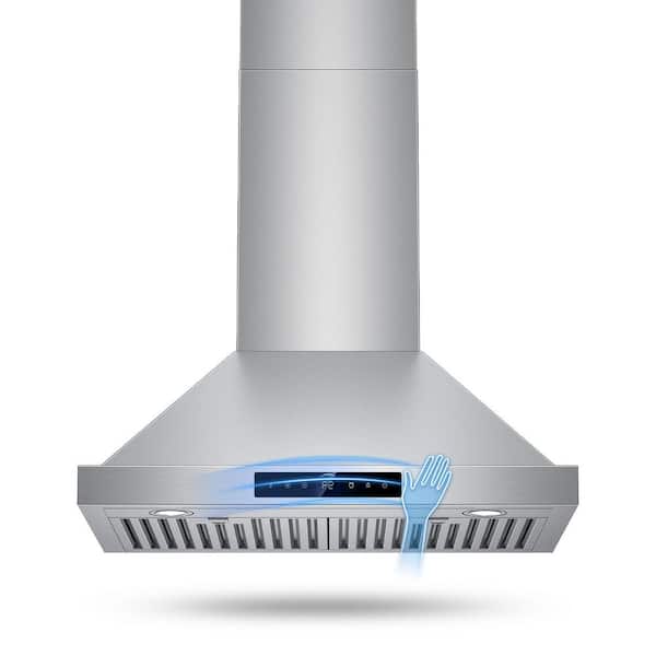 30 in. 900 CFM Ducted/Ductless Convertible Wall Mount Range Hood in Stainless Steel w/ Gesture Sensing and Touch Control