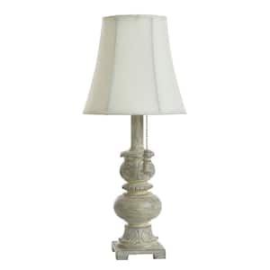 Trieste 18 in. Grey/Beige/Cream Table Lamp with Off-White Fabric Shade