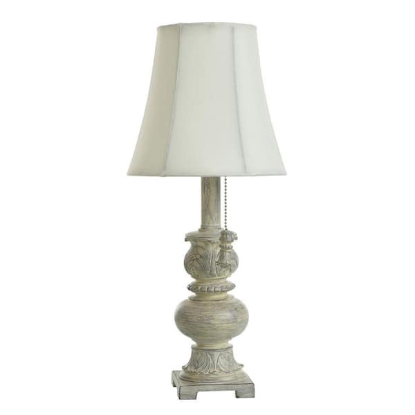 StyleCraft Trieste 18 in. Grey/Beige/Cream Table Lamp with Off-White Fabric Shade