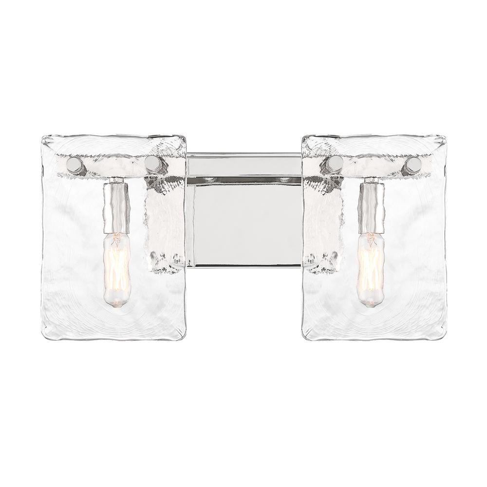 Polished Nickel 2-Light Vanity with Handmade Water Glass Shades