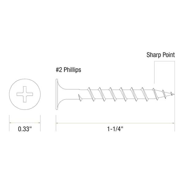 #6 x 1-1/4 in. Philips Bugle-Head Coarse Thread Sharp Point Drywall Screws (1 lb./Pack) #6 x 1-1/4 in. Philips Bugle-Head Coarse Thread Sharp Point Drywall Screws (1 lb./Pack)