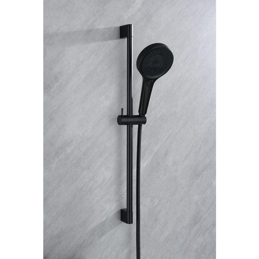 Matte Black Adjustable Wall Mounted Handheld Shower Faucet Set