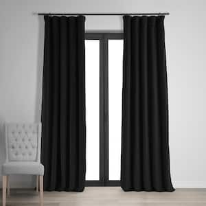 Warm Black Velvet Blackout Curtains- 50 in. W x 120 in. L Rod Pocket with Back Tabs Single Window Panel