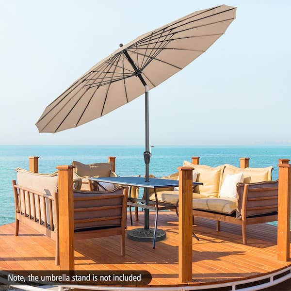 6 foot wide patio umbrella pole 4 ribs Wooden 9ft 8-Rib free fabric Large Outdoor Patio Umbrella 98.4