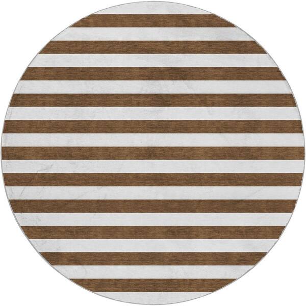 Dream Shag Premium Machine Washable Abstract ADS528 Chocolate 8 ft. x 8 ft. Round Rug