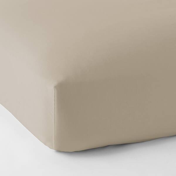 The Company Store Legends Feather Tan Solid 600-Thread Count Egyptian Cotton Sateen Queen Fitted Sheet