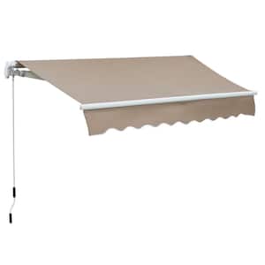 8 ft. x 7 ft. Patio Retractable Awning, Manual Exterior Sun Shade Deck Window Cover, Brown