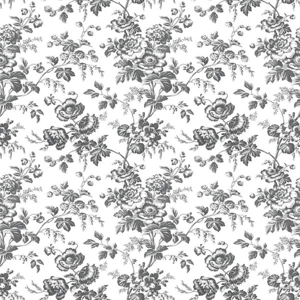 Anemone Toile Black Wallpaper Roll