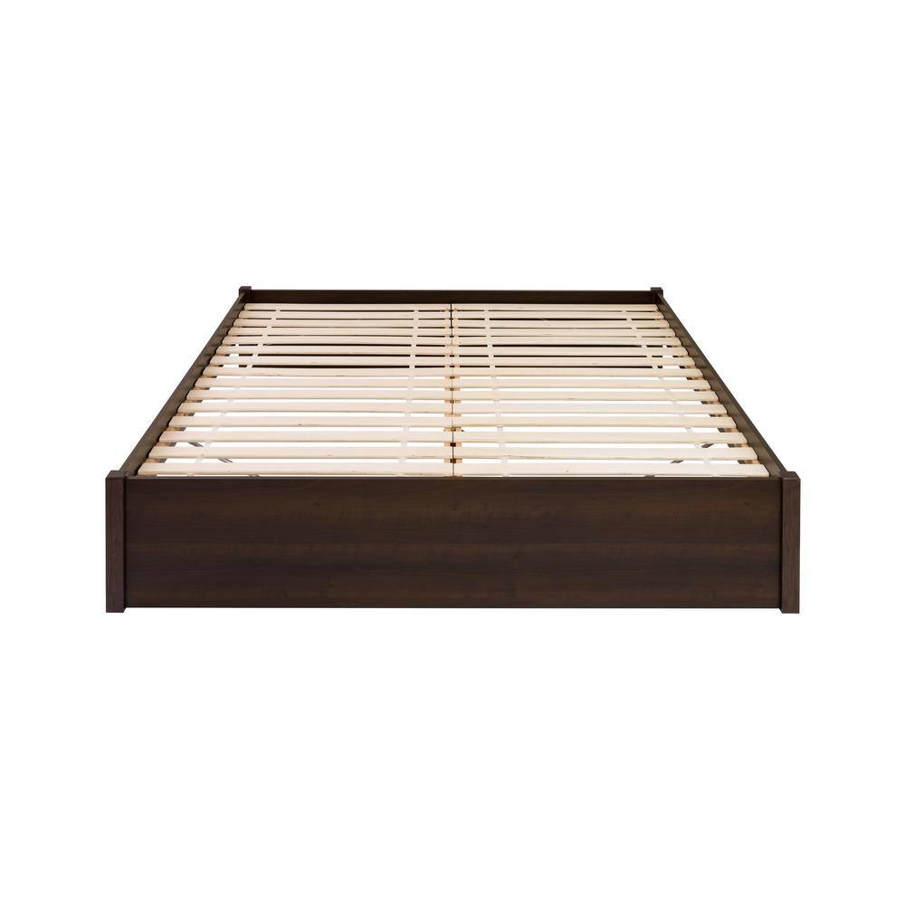 Espresso King Wood Frame Platform Bed with Storage Drawers