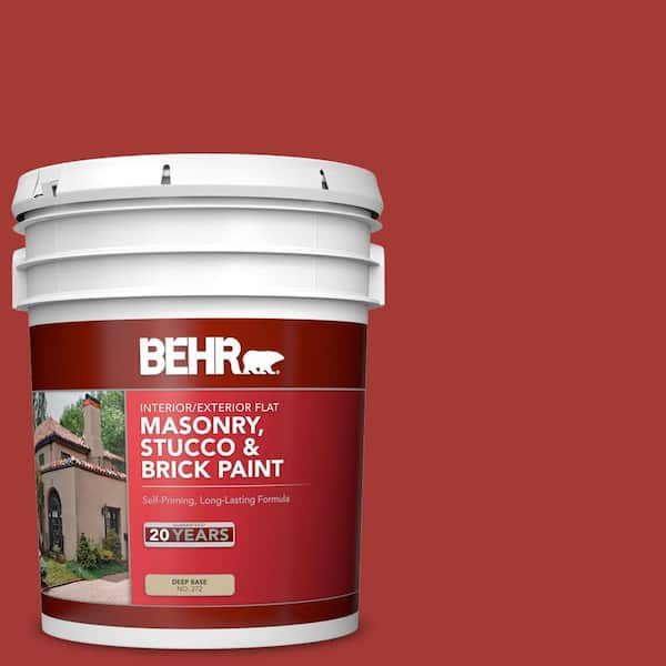 BEHR 5 gal. #PFC-03 Red Baron Flat Interior/Exterior Masonry, Stucco and Brick Paint