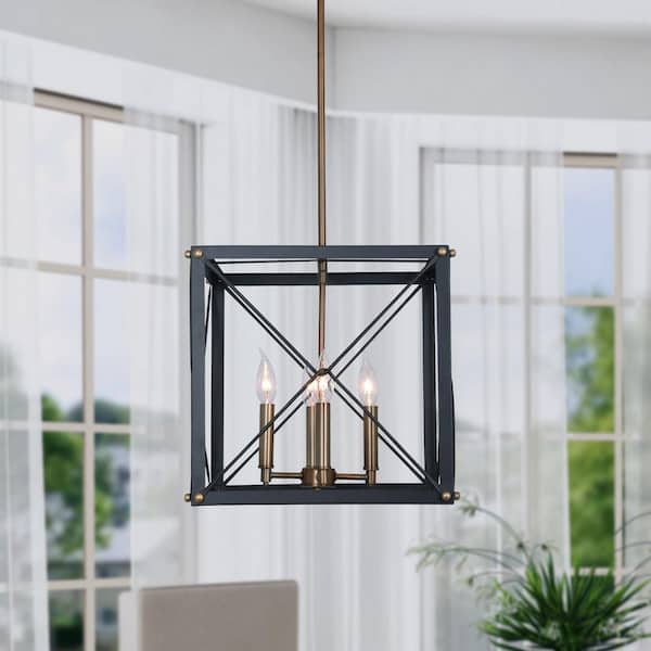 Brooks 60-Watt 4-Light Vintage Bronze Industrial Pendant Light with Open Cage Design and No Bulbs Included