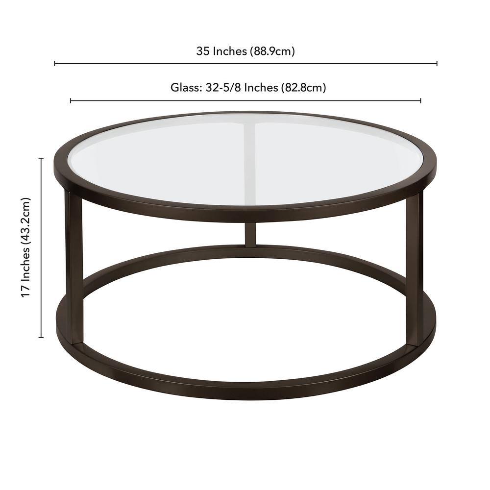 Parker Urban 35" Round Blackened Bronze Glass Coffee Table