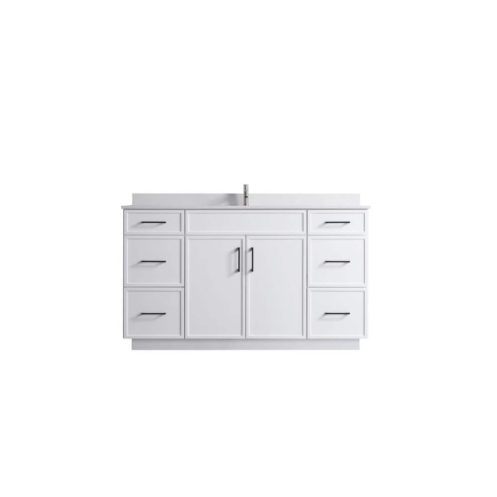 VSC 60in. W x 22in. D x 35in. H Single Sink Freestanding Bath Vanity in Whi