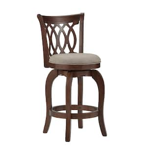 24 in. Loehr Cherry Swivel Cushioned Bar Stool