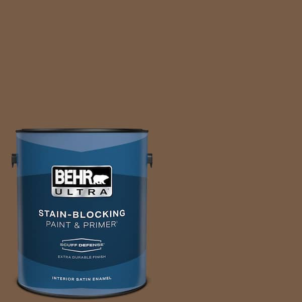 BEHR ULTRA 1 gal. #N250-7 Mission Brown Extra Durable Satin Enamel Interior Paint & Primer