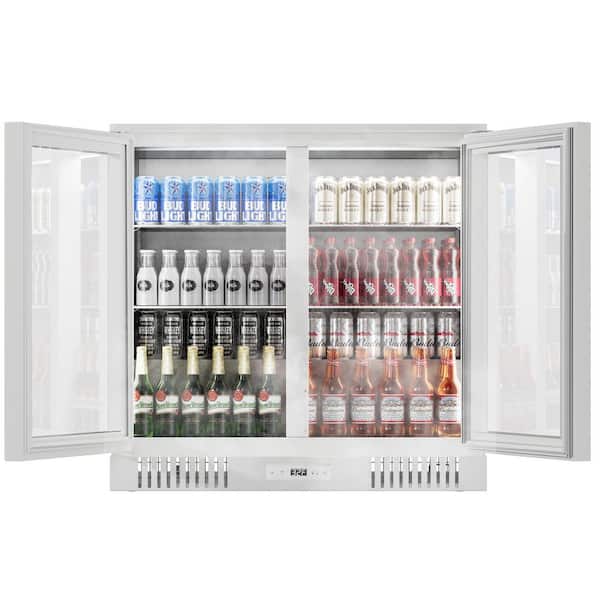 36 in. W 7.2 cu. ft. Commercial Slim Narrow Upright Display Refrigerator 2-Glass Door Beverage Cooler, White