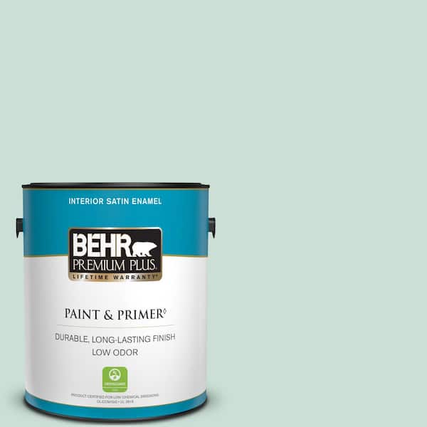 BEHR PREMIUM PLUS 1 gal. #M430-2 Ice Rink Satin Enamel Low Odor Interior Paint & Primer