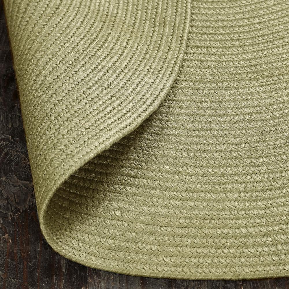 Fog Green Oval Braided Reversible Indoor/Outdoor Rug