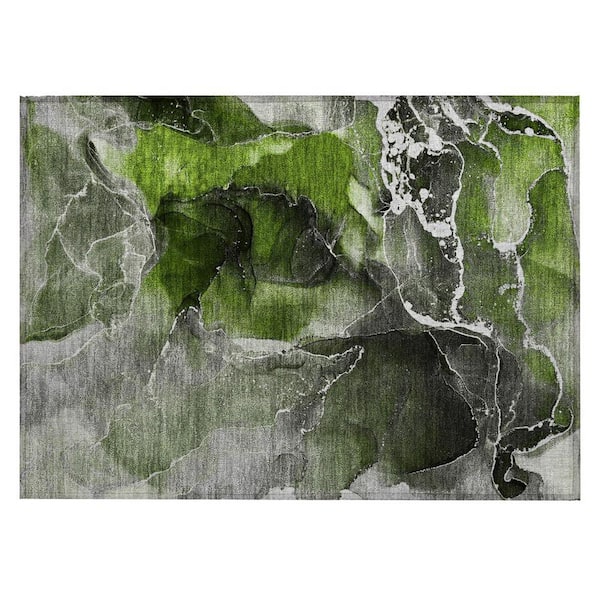 Green 2 ft. x 3 ft. Abstract Indoor/Outdoor Area Rug